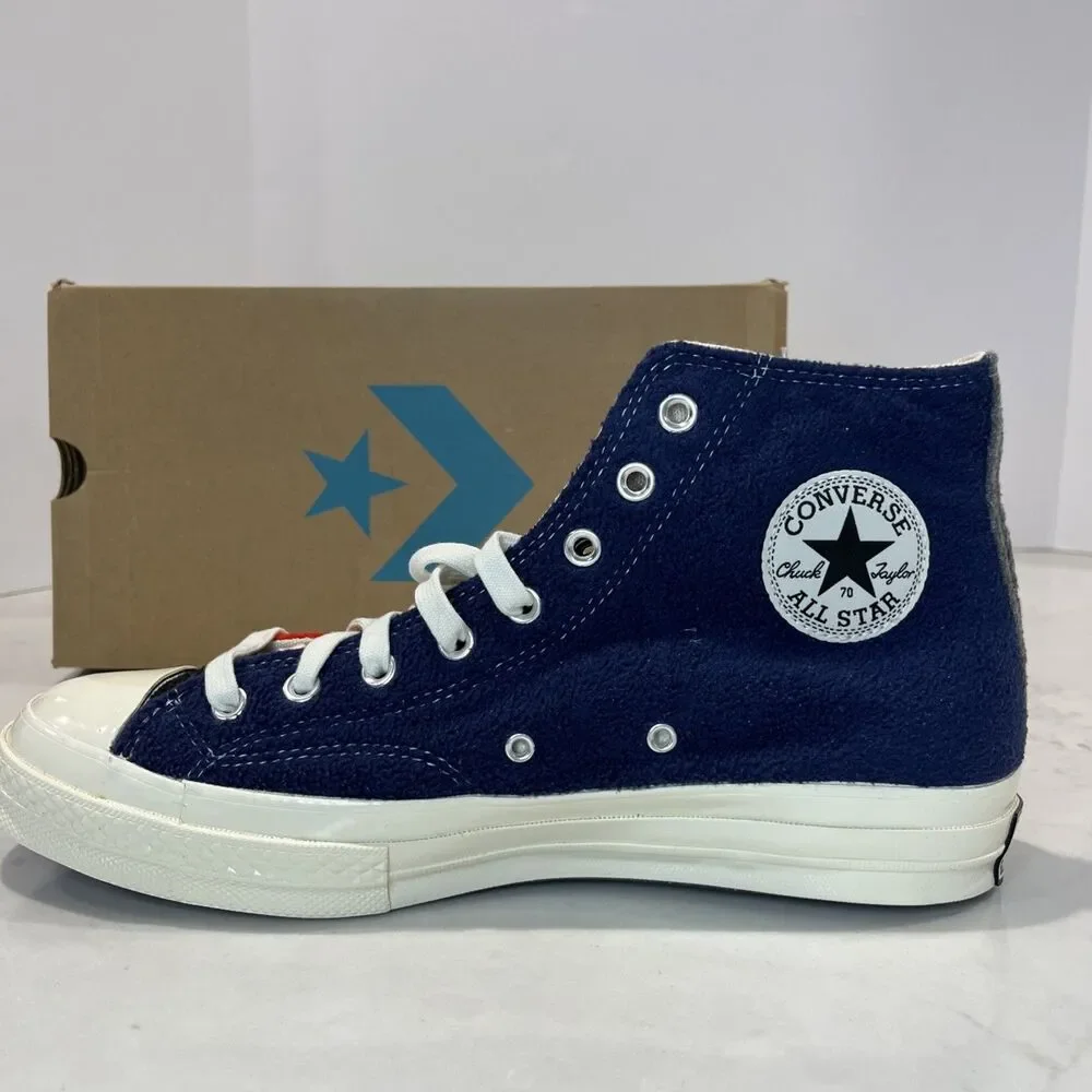 Converse NEW Chuck 70 Hi Red‎ Navy Black Fluff Fleece Shoes Sneakers M9.5 W11.5 - Picture 7 of 16
